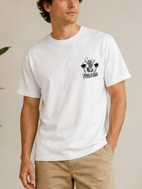 Volcom Men's Graphic T-Shirt – White – Size Medium (M) – NWT